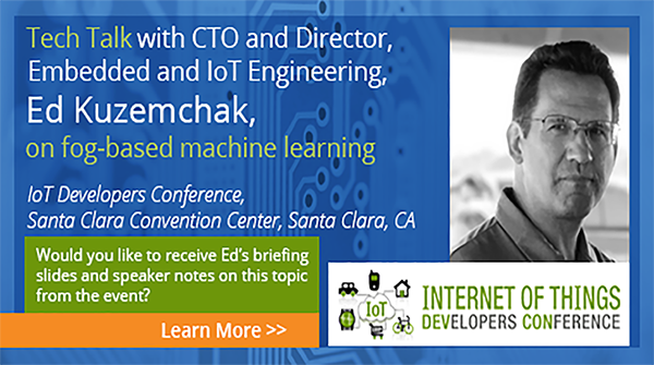 softwaredesign8's tweet photo. Our CTO @EdKuzemchak speaks at @iotdevcon on how to leverage fog-based machine learning. 

Can't make the event? You can get Ed's speaking notes and slides. Find out how: https://t.co/T8mJusqkSZ

#IoTdevcon #tech #IoT #DevOps #API  #IoTDevCon2018 #ML @FrankZ_AVI https://t.co/ETxwrRTGKP