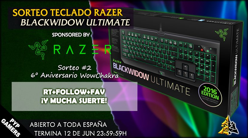 WowChakra's tweet photo. ¡Sorteo Teclado Razer Blackwidow Ultimate gracias a @Razer!

✅ RT+FAV+Follow para participar

▶️ 6º Aniversario de WowChakra Sorteo #1
▶️ Bases ➡ https://t.co/01Klof6eVg https://t.co/r6drNm7BOh