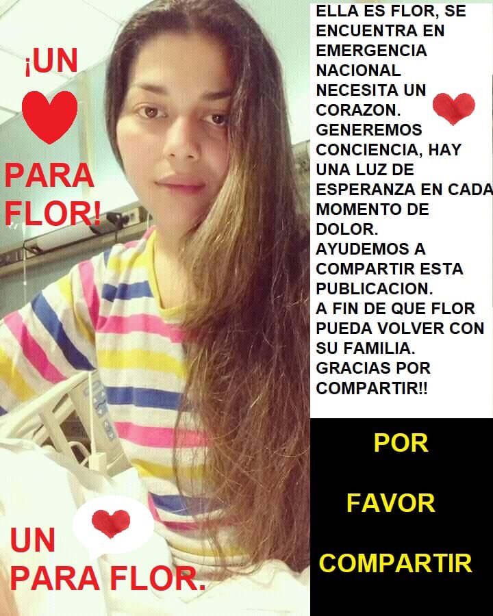 Nancy_nancy42's tweet photo. X favor difundir!!!! Flor se encuentra en emergencia nacional, necesita un trasplante de corazón para seguir viviendo https://t.co/Qp5K2ChTqo