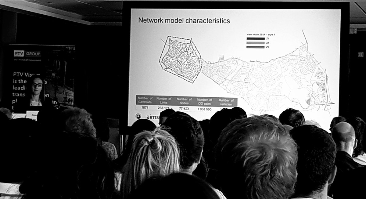 SamChapman's tweet photo. Great to see #Aimsun presenting at #ModellingWorld2018 they showcased challenges in #largescale #traffic #modelling detailing in example the #SetaMobility #birmingham network model highlighting it was built using in part #thefloowltd's #telematics #insight. https://t.co/gm2500DnBv