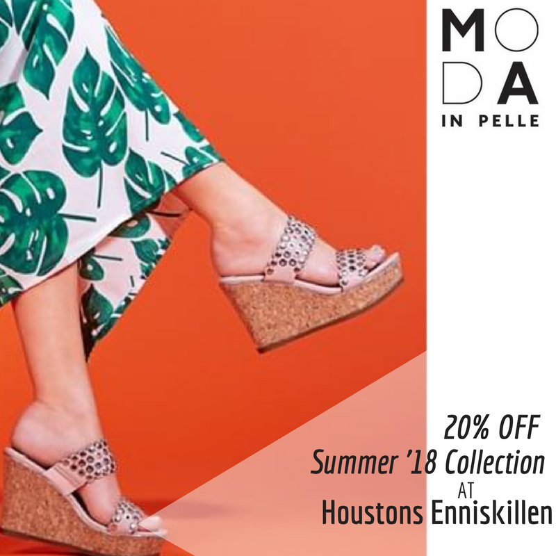 houstonsekn's tweet photo. Make way for Metallics,
Work the Wedge,
Shimmer this Summer! 👡👠✨We'v just launched a MASSIVE 20% OFF all Moda in Pelle and s.Oliver Summer '18 Collections.Starting today in-store at Houstons Enniskillen. TAG a friend! #HoustonsStyle https://t.co/39NhPzRHe9