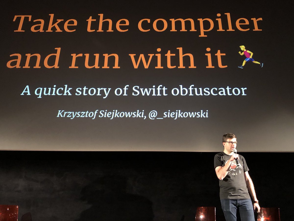 lkuczborski's tweet image. And now @_siejkowski on stage talking about Swift obfuscation 🔑 #redefiningtech