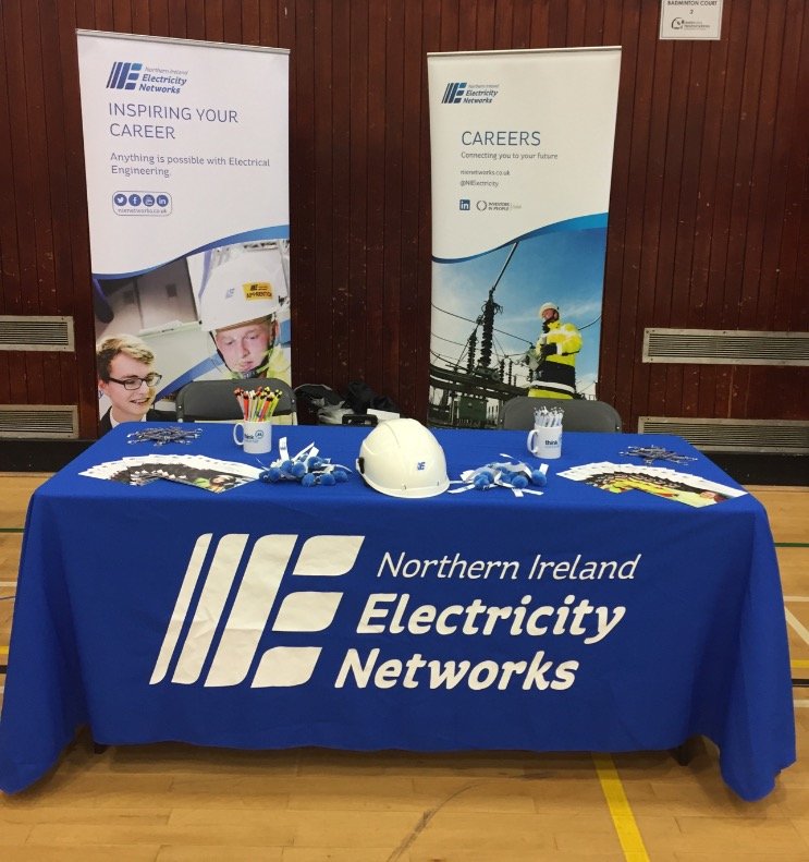 NIElectricity's tweet photo. We're promoting our Apprenticeship & Electrical Engineering opportunities at the Job Fair in The Valley Leisure Centre! Come down and say hello! @ANBorough @CommunitiesNI @radiostephen @goQradio #Communities #ANJobs #JobFair https://t.co/9rG52oG7Eo