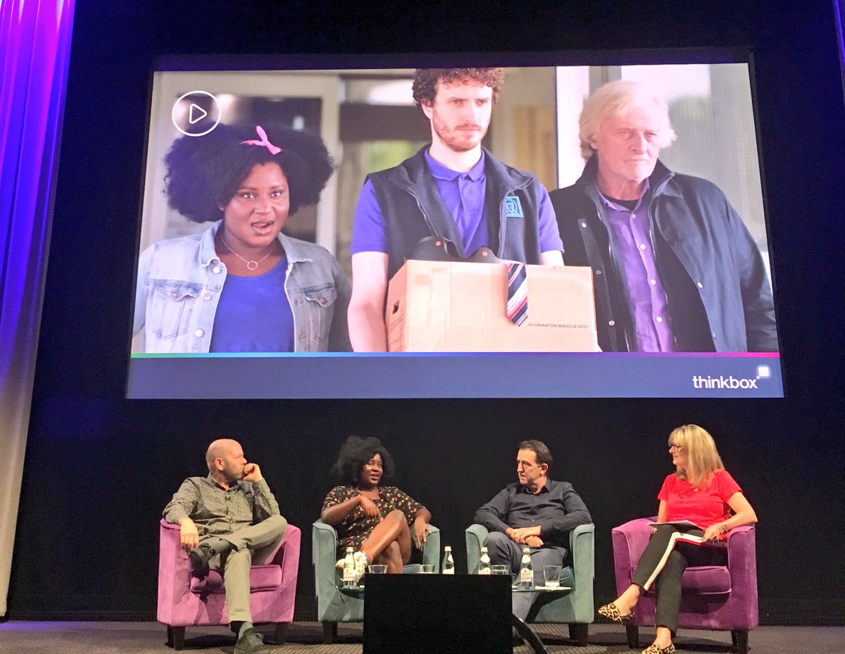 UKTVPress's tweet photo. 👇 @susan_wokoma, Pete Thornton and Simon Nye bringing the funny to #BigThink2018 @Thinkboxtv 🤣 💕 https://t.co/zg3prMTCUu
