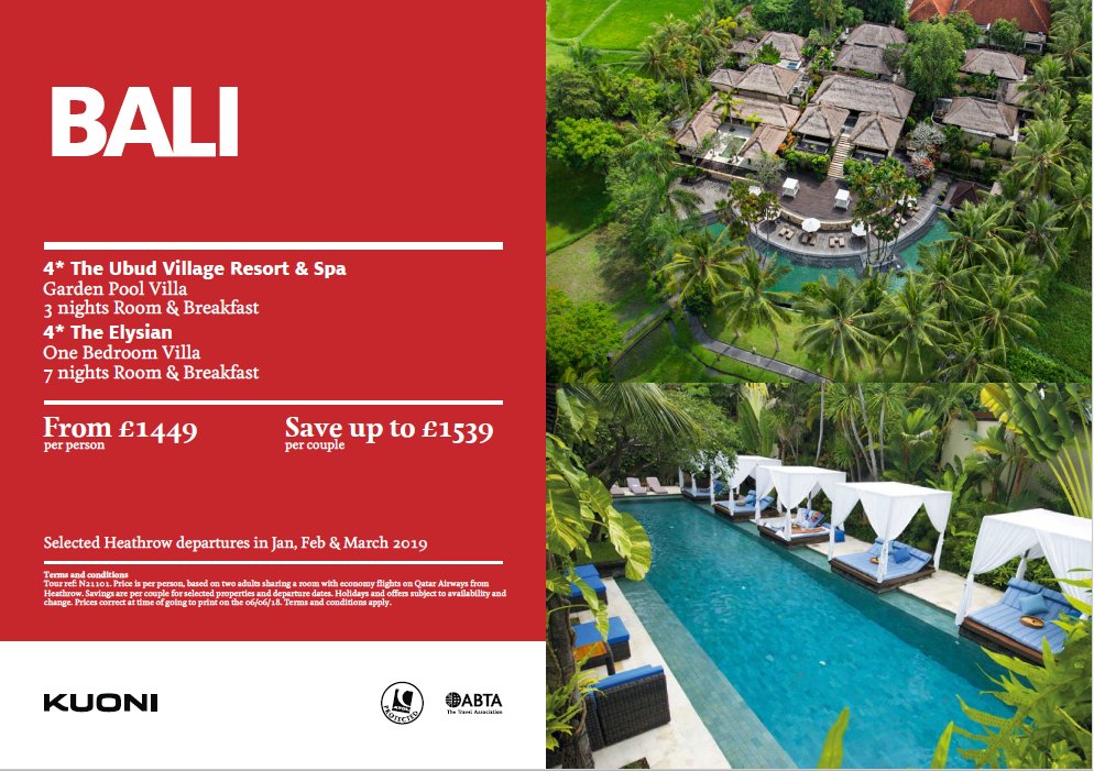 kuoni_guildford's tweet photo. Pop in and see us here at Kuoni Guildford and make the most of our latest offer! Travel to the Beautiful Bali from just £1449 per person #bali #travel #deals https://t.co/tJJKmmlciN