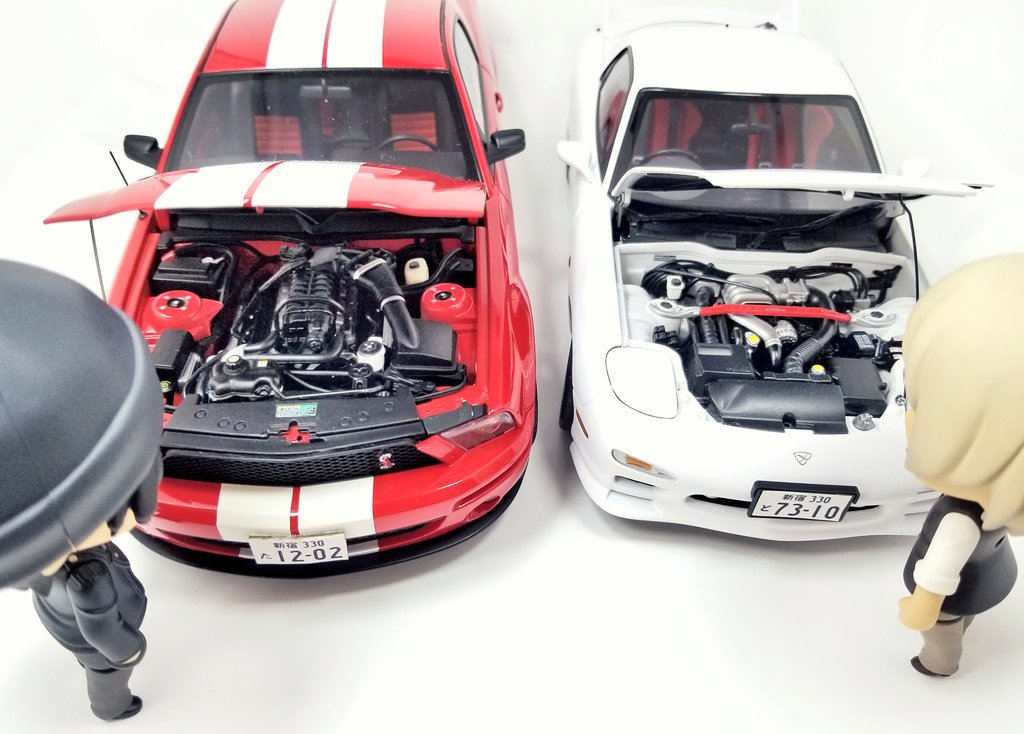 榑石 ねんどろ 安室さん 赤井さんと Autoart 1 18 ミニカー オートアート製 とても精巧な造りをしてるのでオススメ マツダ アンフィニ Rx 7 Fd3s フォード マスタング Gt500 写真のマスタングは05 赤井さんが乗ってたのはたぶん07 Rx 7は
