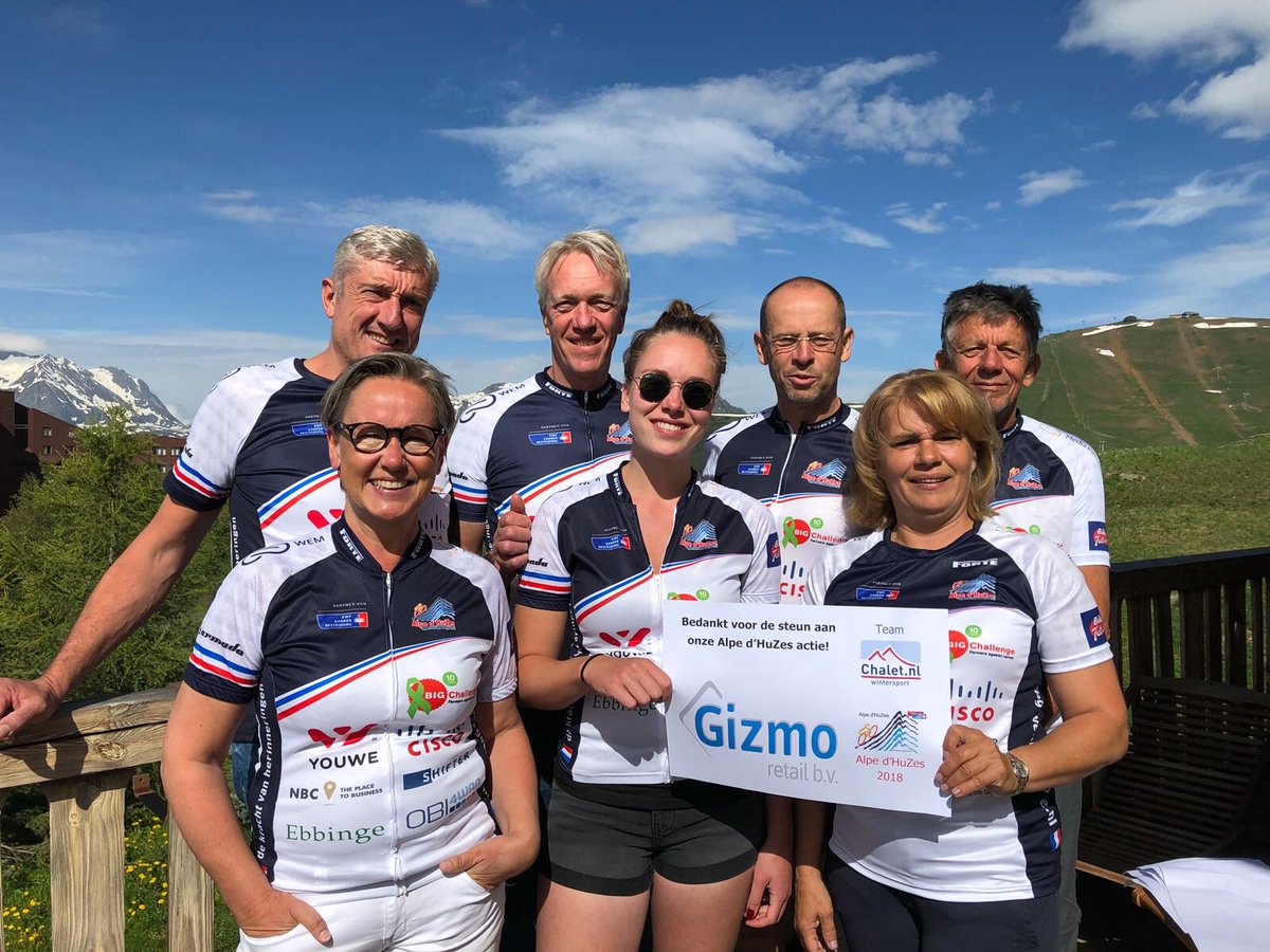 Deschreeuwvan's tweet photo. Gizmo Retail b.v. steunt Team https://t.co/I1UVlzYY23 Wintersport tijdens Alpe d'HuZes met hun mooie project voor het goede doel. Succes aan alle leden van dit sportieve team!! Gizmo is trots op jullie https://t.co/EuNrD2Gufz