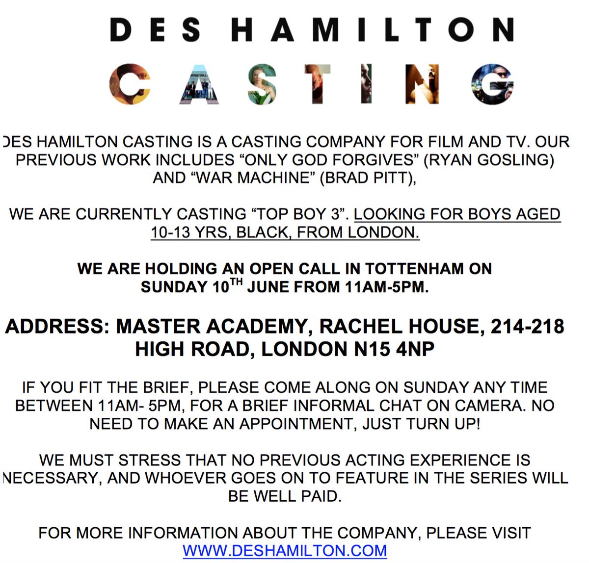 Des Hamilton Casting tweet media