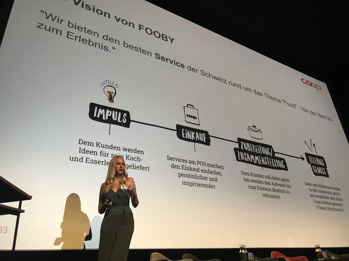 CMD_CH's tweet photo. Foodporn on stage beim #cmdch2018 mit #FOOBY, präsentiert von Vanessa Finzer, Leiterin Werbung bei @coop_ch https://t.co/ns24pJCZB8
