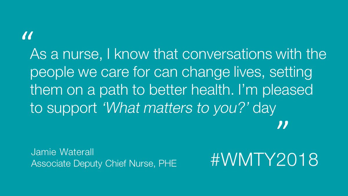 It’s ‘What Matters to You’ day. PHE’s <a href="/JamieWaterall/">Prof Jamie Waterall RN</a> is backing the call for better conversations bit.ly/AllOurH #WMTY2018
#AllOurHealth