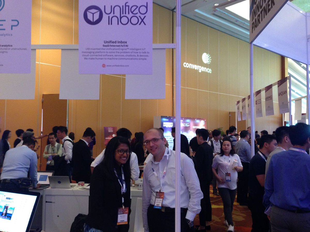 tobyruckert's tweet photo. .@unifiedinbox's @Nush_Kh at InnovFest Unbound, Singapore exhibiting UIB's UnificationEngine™ and its exciting use cases!
#IoT #AI https://t.co/0oRg2XxmHl