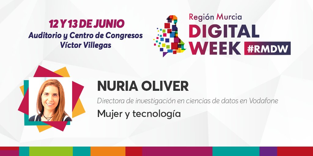 mdigitalweek's tweet photo. .@nuriaoliver de @vodafone_es abrirá el #RMDW con la ponencia "¿Dónde está la mujer en la tecnología?", un análisis sobre los factores que contribuyen a la falta de mujeres y cómo cambiarlo. Aún quedan plazas disponibles. ¡Inscríbete aquí! 👉 https://t.co/4C3eFR2WSp https://t.co/HoDEegg1Dr