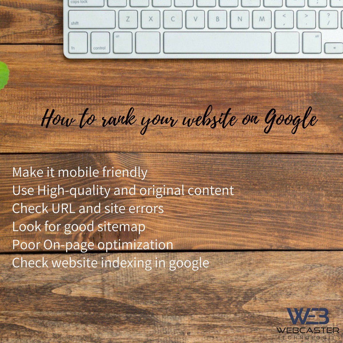 Webcaster_Tech's tweet photo. 5 Tips To Rank Your Website on Google.

Need our help? Visit us at: https://t.co/KhODZGbjZX

#SEOTraining | #AdvanceSEOTraining | #SEOServices | #DigitalMarketing | #SEM | #SocialMediaMarketing | 10+ years of experience | Affordable Packages | https://t.co/OwoFPiGJvN