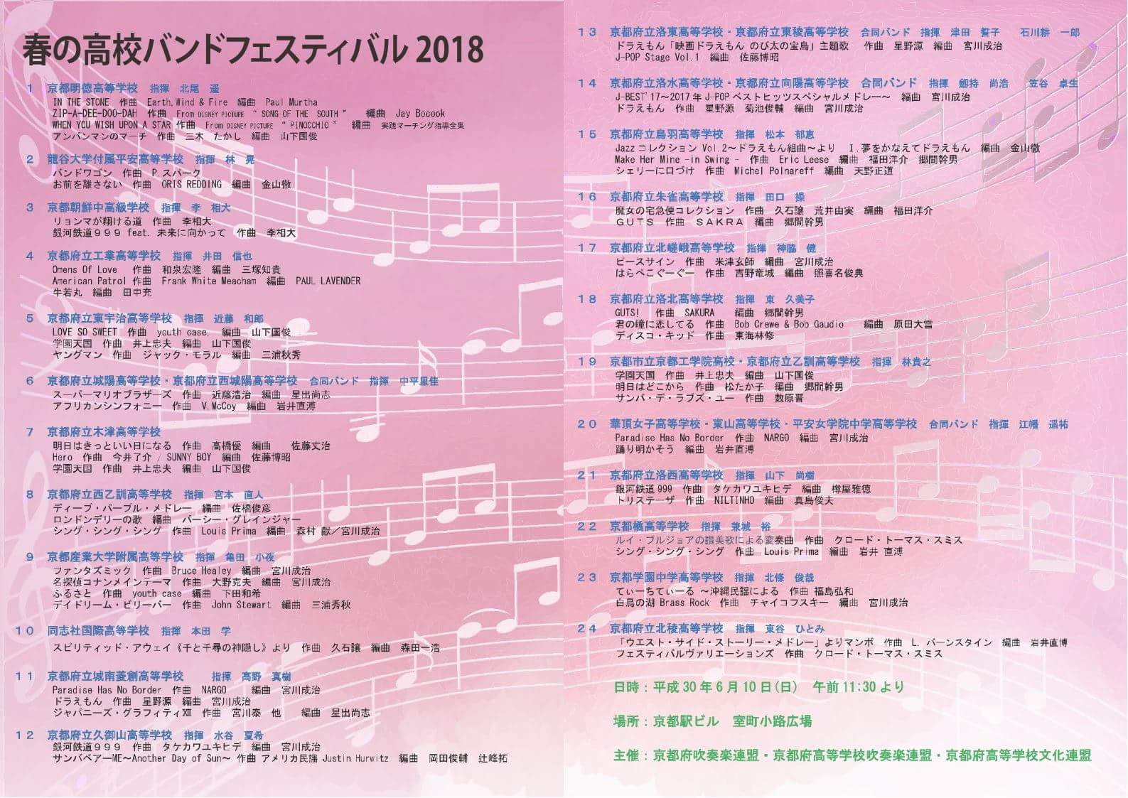 洛北高校吹奏楽部 On Twitter 京都駅ビルコンサート2018 日時 6月10日 日 15 07 本番予定 場所 京都駅ビル大階段 曲 Guts 君の瞳に恋してる ディスコ キッド 新体制初めての本番