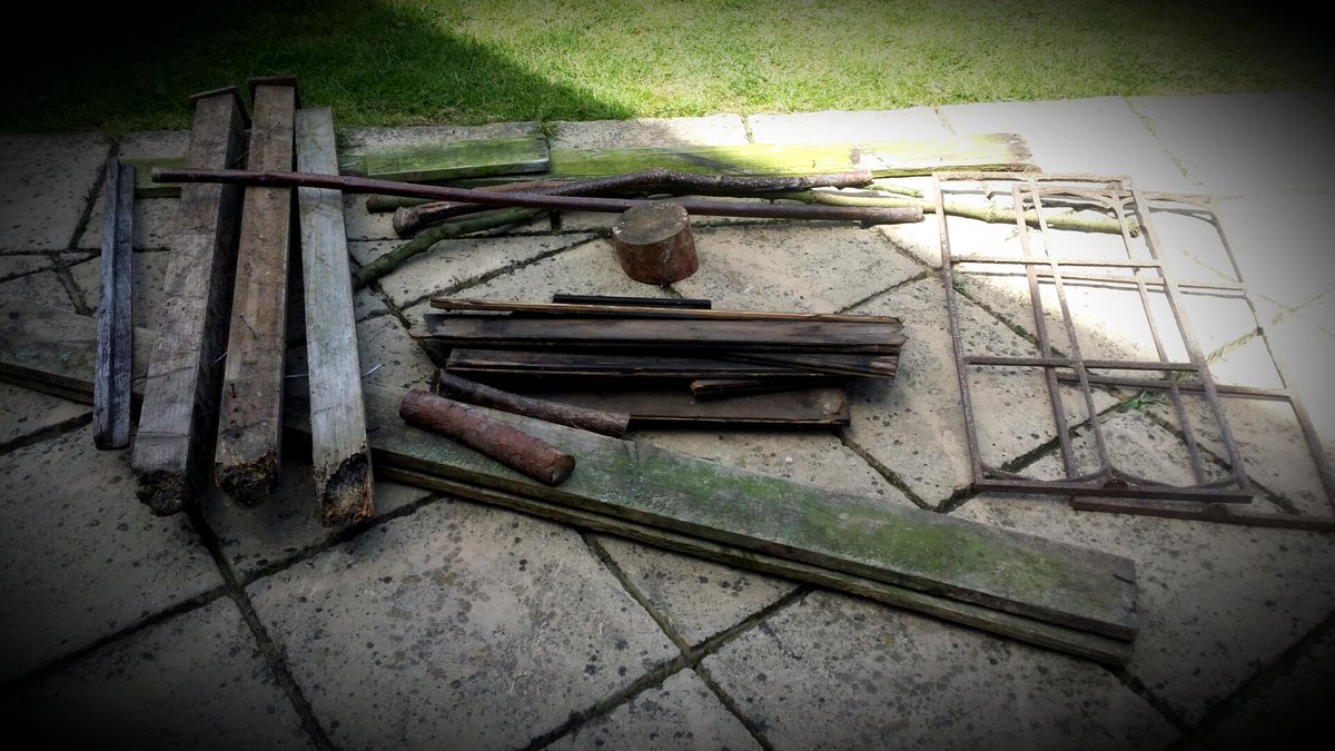 uraplank's tweet photo. Collected some wood and iron window frames from Grandad  Not sure what to make yet! Any idea's? https://t.co/m6l8fqkMIT
