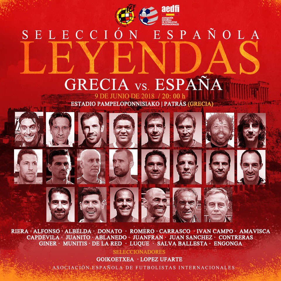 Los mallorquinistas <a href="/ivan_campo/">Ivan Campo</a>, Vicente Engonga, 11@riera11 y Angelos Basinas jugarán este sábado a las 20h un atractivo Grecia España de veteranos