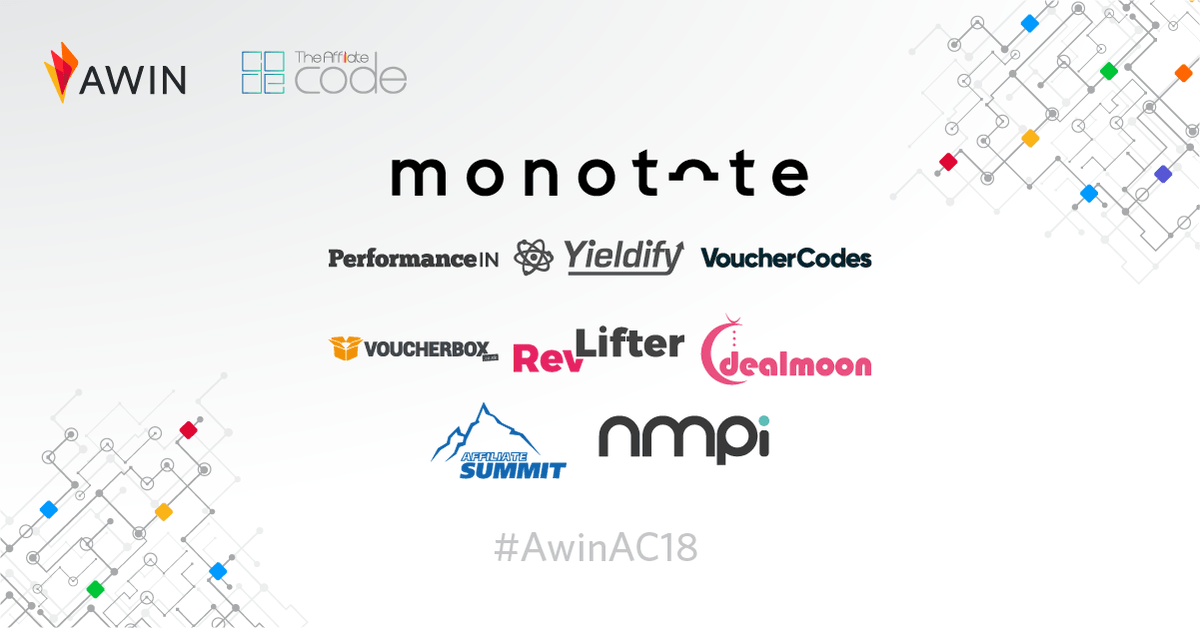 We're proud to be sharing #AwinAC18 with our fantastic sponsors <a href="/monototeNYC/">Monotote</a>, <a href="/PerformanceIN/">PerformanceIN</a>, <a href="/Yieldify/">Yieldify</a>, <a href="/vouchercodesuk/">VoucherCodes</a>, <a href="/RevLifter/">RevLifter</a>, <a href="/Voucherbox/">Voucherbox</a>, <a href="/dealmoon/">Moon Commerce Group</a>, <a href="/affiliatesummit/">Affiliate Summit</a> and @nmpi_digital - one week tomorrow until doors open 🎉 ow.ly/snqh30kmFE5