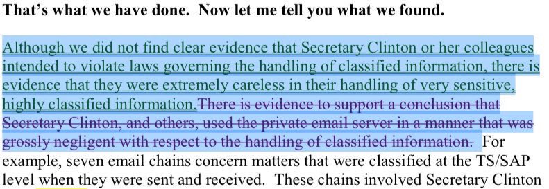 marypatriott's tweet photo. Here’s the REAL Comey memo: “CLINTON WAS GROSSLY NEGLIGENT”
Then Strzok “edited” it. Shes a felon! #document34 #indicttheDeepState #MAGA #tcot https://t.co/SB9spBKef6