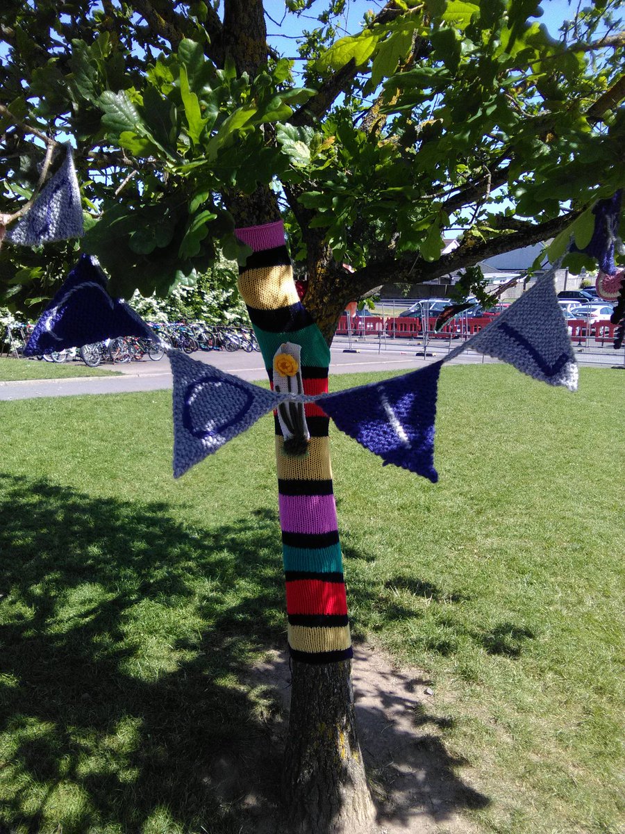 LouiseMorbin's tweet photo. Some #yarnbomb action at @scoilmhuirescmj today #kildareyarnbomb https://t.co/KyGtvYDDmo