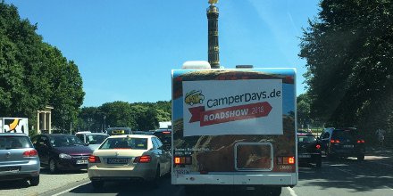 Wir sind heute bis 21 Uhr in der #trabiworld #berlin. 7 beliebte Wohnmobile, tolle Gespräche sowie coole und praktische Give-aways warten auf dich! Komm vorbei! 🤠👉 goo.gl/rZUinE