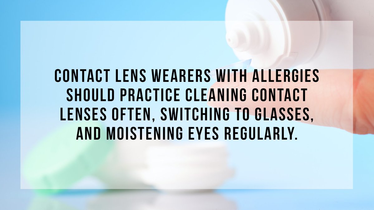 MartinEyecare's tweet photo. Contact wearers with #allergies should practice cleaning contact lenses often, switching to glasses, and moistening eyes regularly. https://t.co/aNuW5F7rds