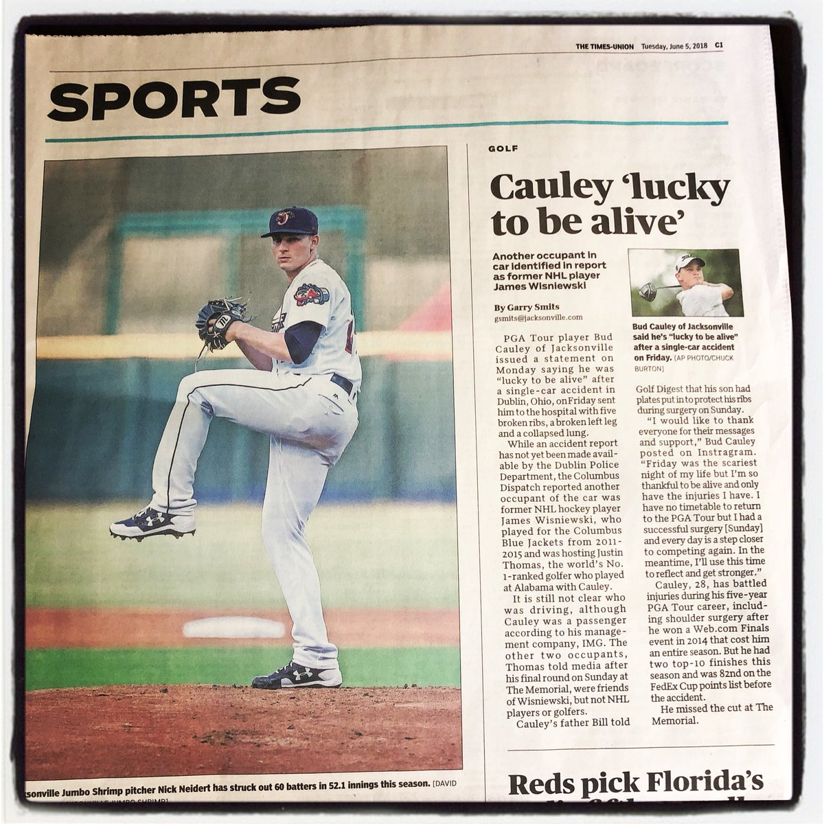 DRosenblumPhoto's tweet photo. Had a photo of @JaxShrimp pitcher @NickNeidert in yesterday’s #FloridaTimesUnion. 📸⚾️ https://t.co/gxzyHzokxL
