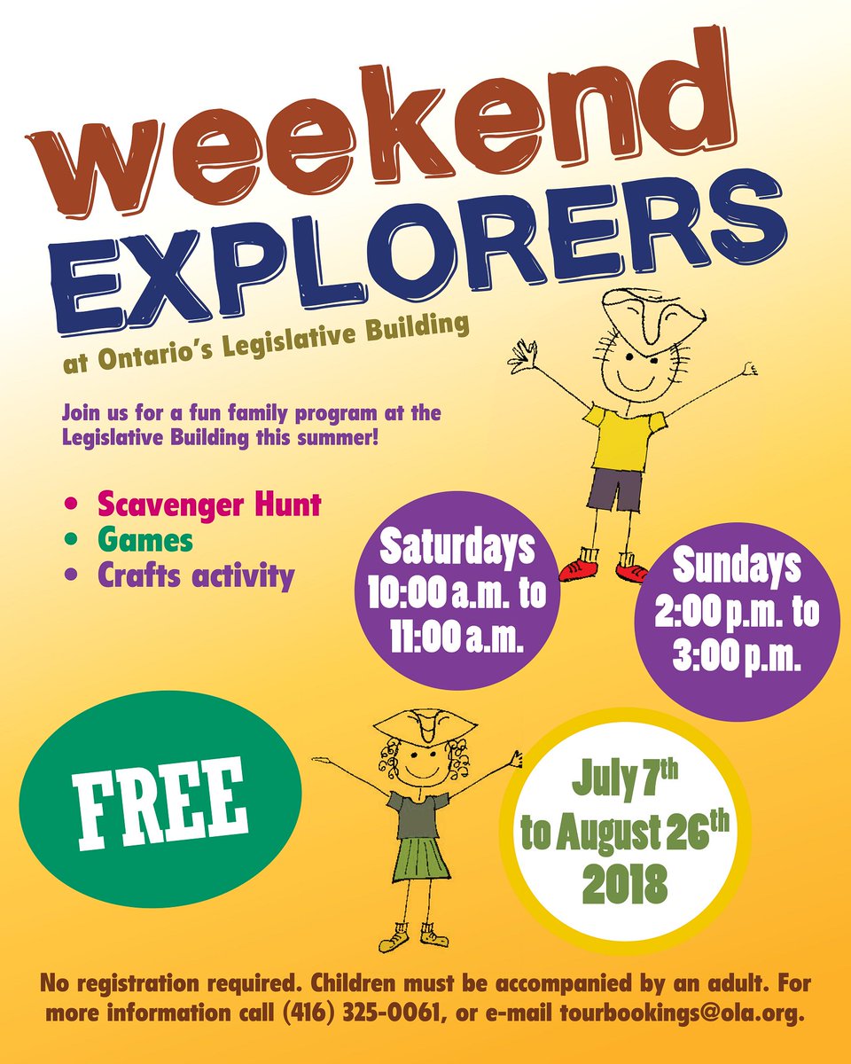 lao_english's tweet photo. Fun, Family Programs are returning to the Legislature this summer! Family Fun Fridays (pre-registration required) and Weekend Explorers (no pre-registration)! Free! https://t.co/vEiaDeC1fk @ParentSource @Todaysparent #TOkids #Summer2018 https://t.co/kaKypiilxS