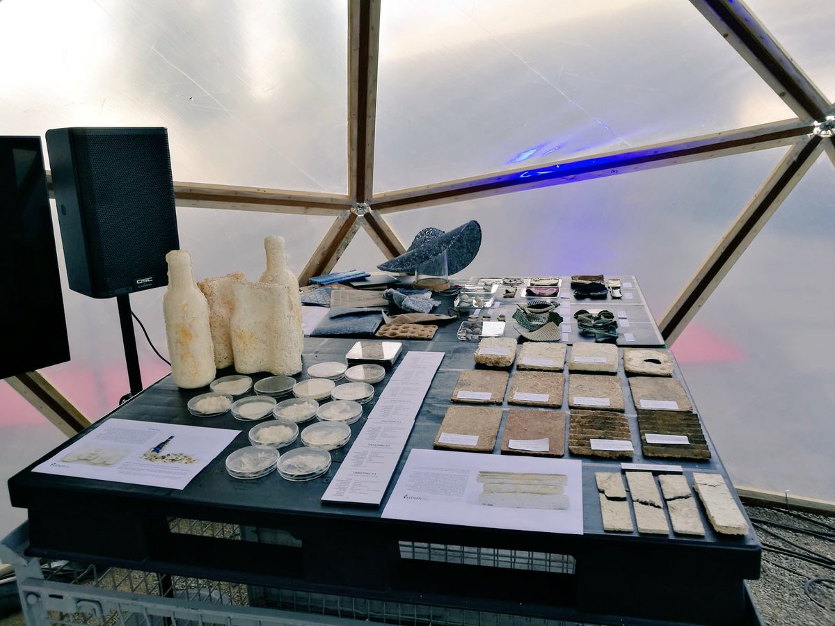 elvinkarana's tweet photo. Visit our tent at #IFoT @tudelft w/ @sjpdh (Slimy Green Stuff) and Marion Vredeling (Bio-inspired Design) @MaterialsXLab @idetudelft #myceliumbasedmaterials #recurf #wastebased @biobasedmaterials #biobaseddesign #algae #cellulosebased #growingdesign https://t.co/IIQmjnMvld