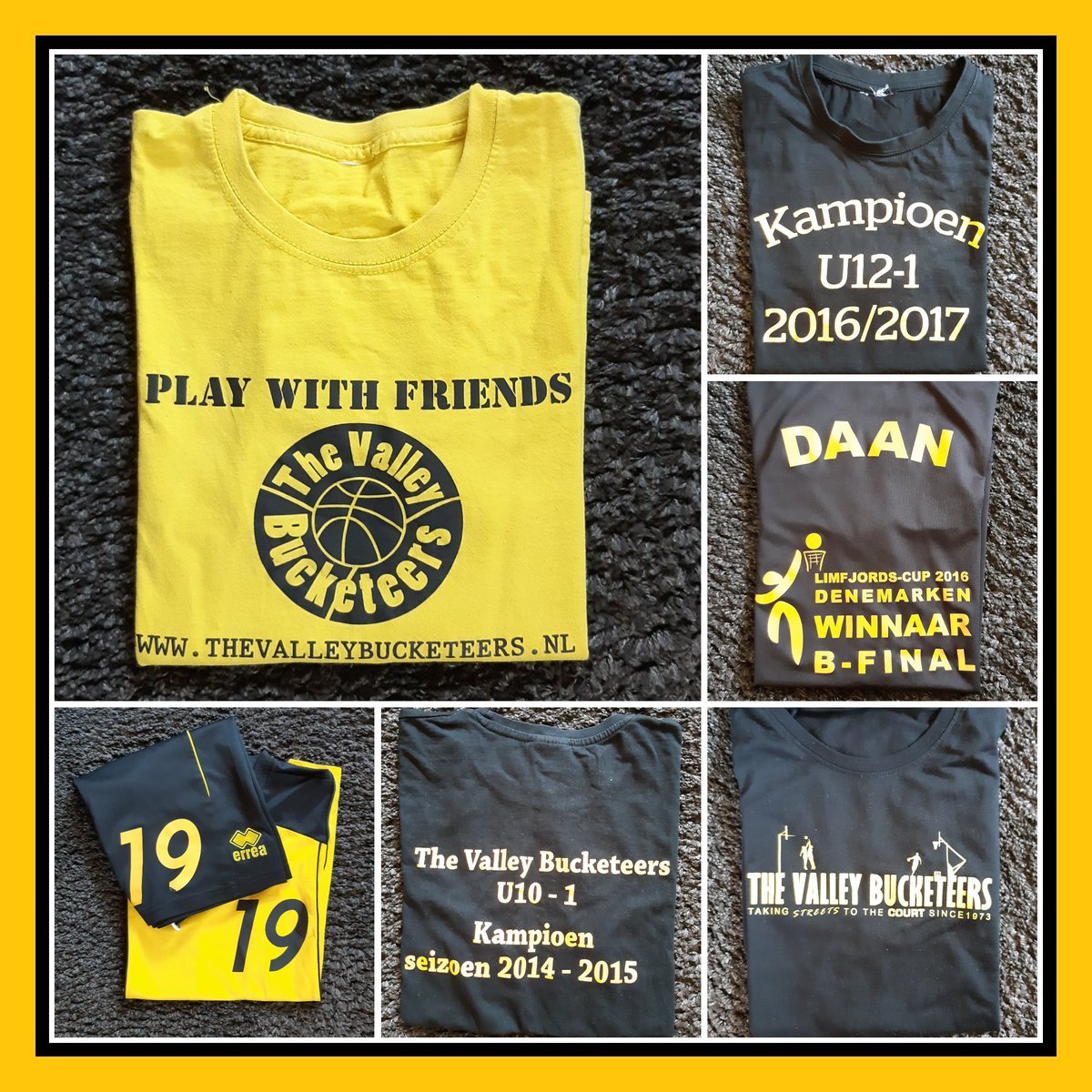 SandraHoogers's tweet photo. Daan zijn verzameling The Valley Bucketeers t-shirts.
In de lijn volgt nu... Kampioen U14-1 2018/2019 😉😊.
Mooie doelstelling voor komend seizoen toch?!
Aan de inzet zal het niet liggen! https://t.co/Lt9lghoiHI