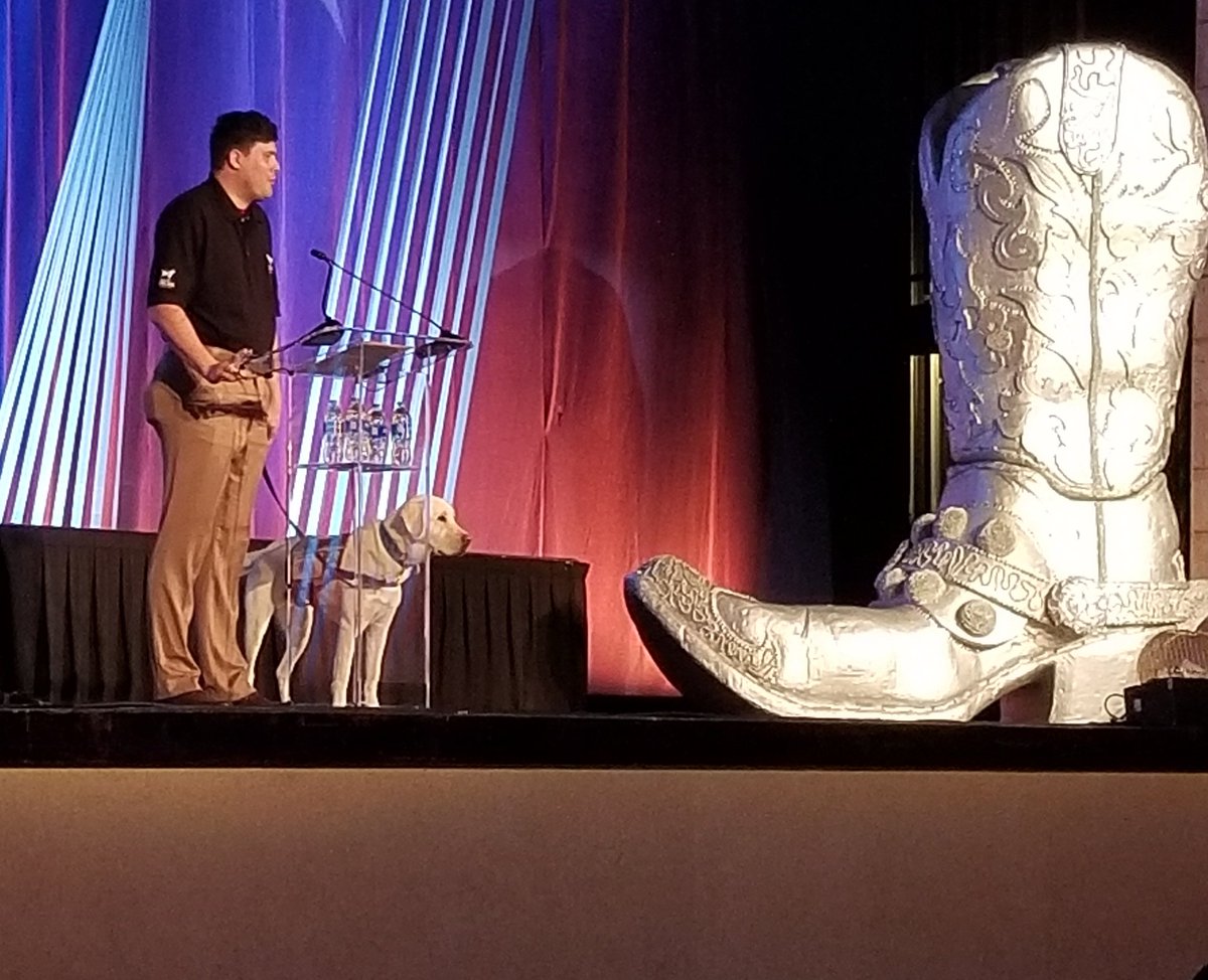 NCMSNational's tweet photo. Thank you, Jason and Edgar, for sharing your story and passion with us this morning. @AmericasVetDogs has been our partner for 6 years now! #NCMS2018 https://t.co/0tAO30RYxZ