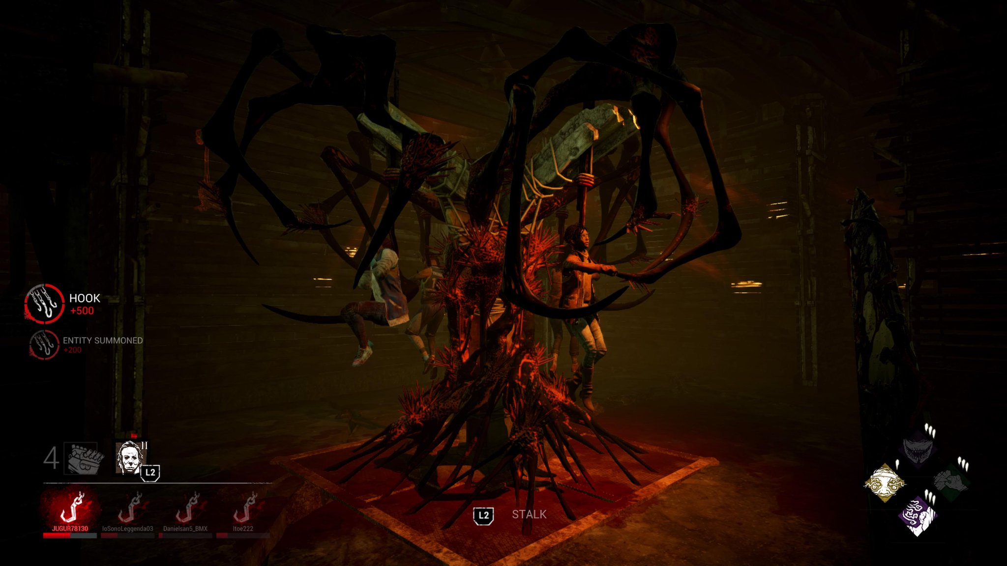 ユッケ Dbdでの黒幕ことエンティティ様はゲーム内ではその体の一部分しか姿を表していないけどもう完全にクトゥルー的なアレだと思ってるよ 虫の足みたいなのが無数に伸びてるやつ