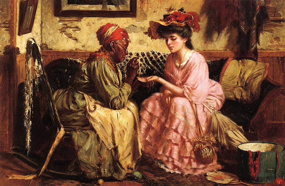 Caroline J. on Twitter: &quot;Harry Herman Roseland (c.1867—1950) was an  American painter most known for depicting the lives of African-Americans,  especially black women reading tea leaves, palms and cards for white women.…