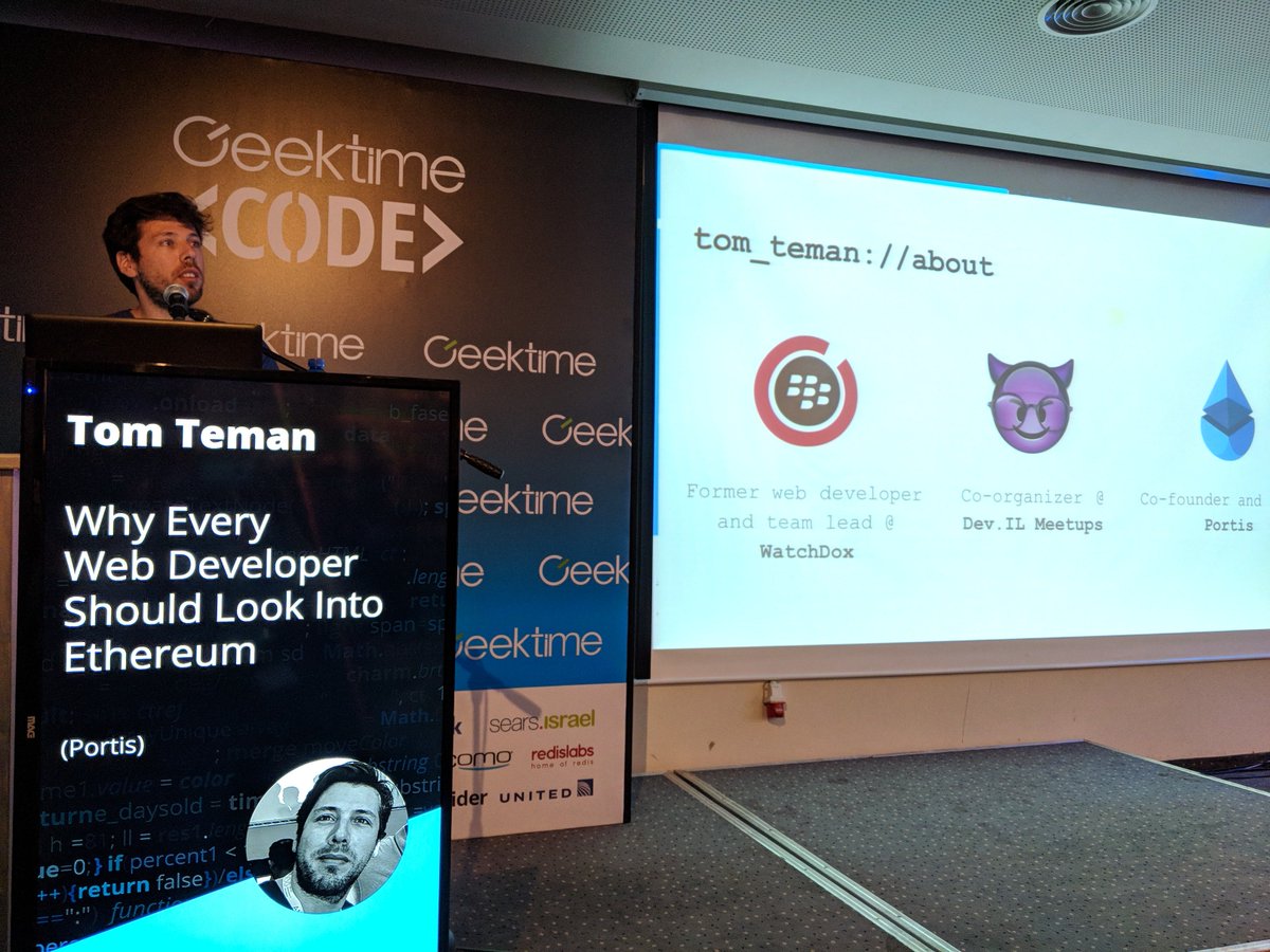 UriShaked's tweet image. Why every Web developer should look into Ethereum? @tomteman @portis_io #geektimecode @geektimecoil
