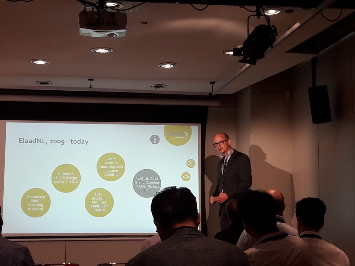 criscorchero's tweet photo. We start the Expert Workshop with @BramvanEijsden explaining us the research done by @elaadNL in V2G. @IREC_Energia #task28 #iea #EUSEW18 https://t.co/OopLmw3kPu