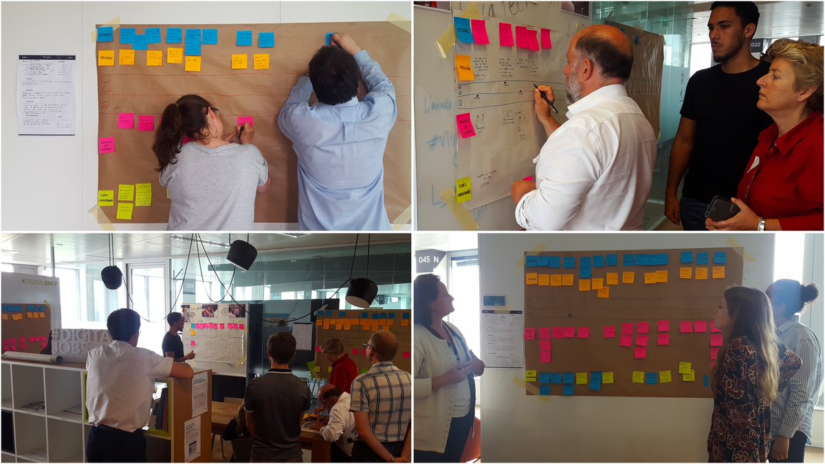 brongier's tweet photo. Animation d'un Atelier Personae et Parcours utilisateurs pour faire émerger les points positifs et ceux qui méritent d’être améliorés dans l’expérience vécue des Volontaires de l'information @SNCF #RefonteVI #designthinking #UX https://t.co/pwPDoKNFsg
