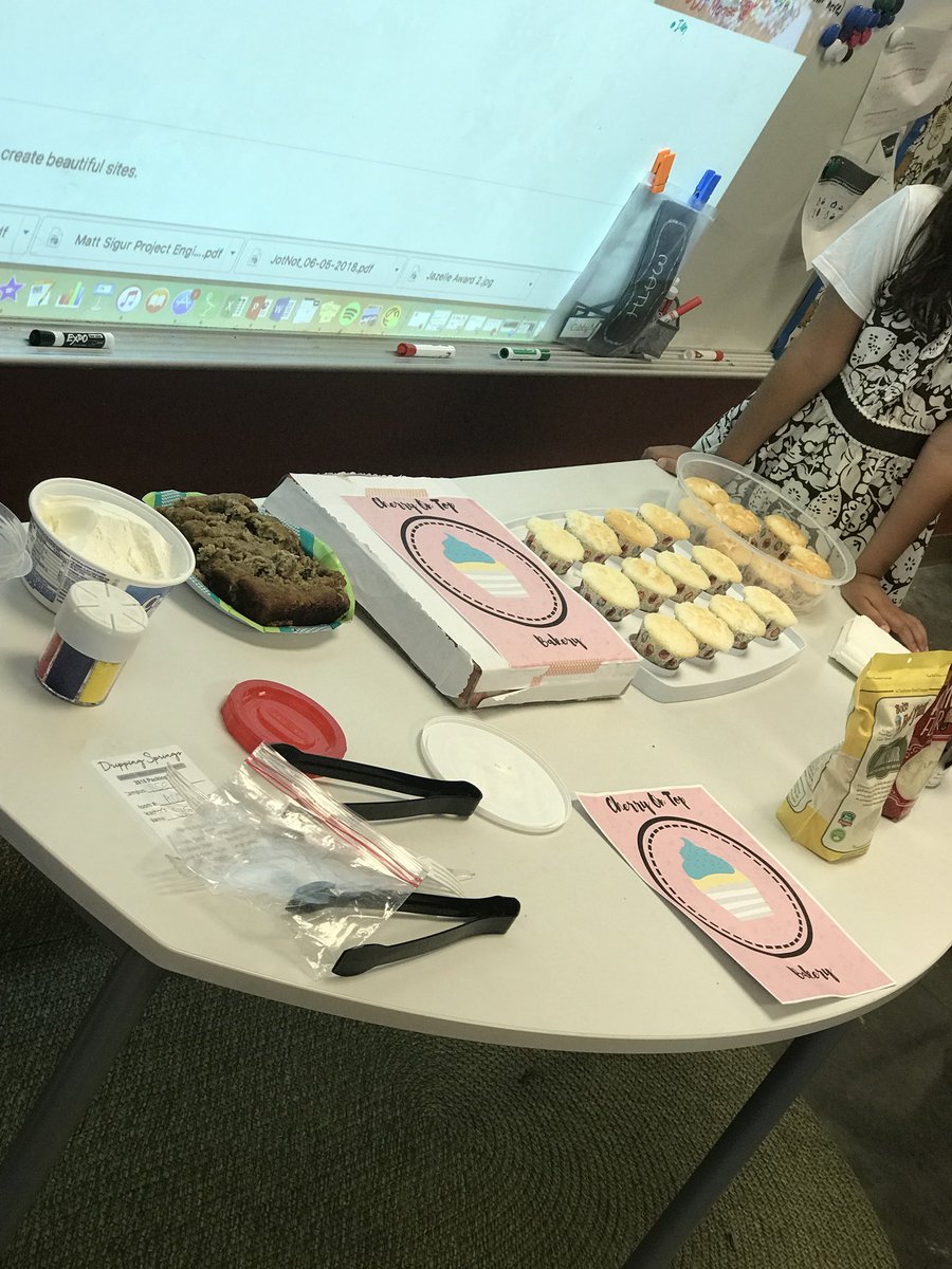 mrssigur's tweet photo. Presenting passion projects! These girls made a bakery for allergy sesitive desserts! They even made a website! #sycamoreyr1 #cherryontop https://t.co/1p09XSfDrJ