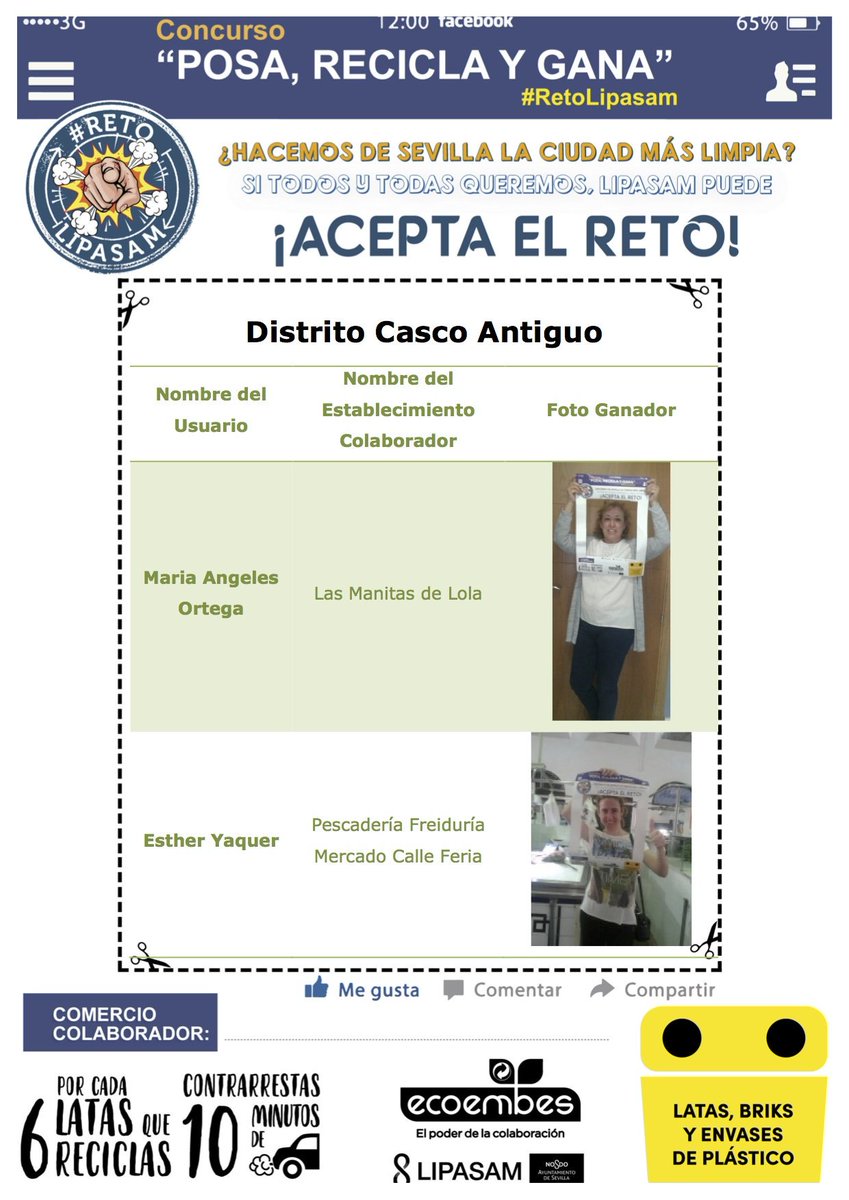 ciconiaeduca's tweet photo. Ganadores del Concurso #PosaReciclayGana en los #DistritoSevilla, y en colaboración con @RetoLipasam y @ecoembes https://t.co/bzK9BOUDcP