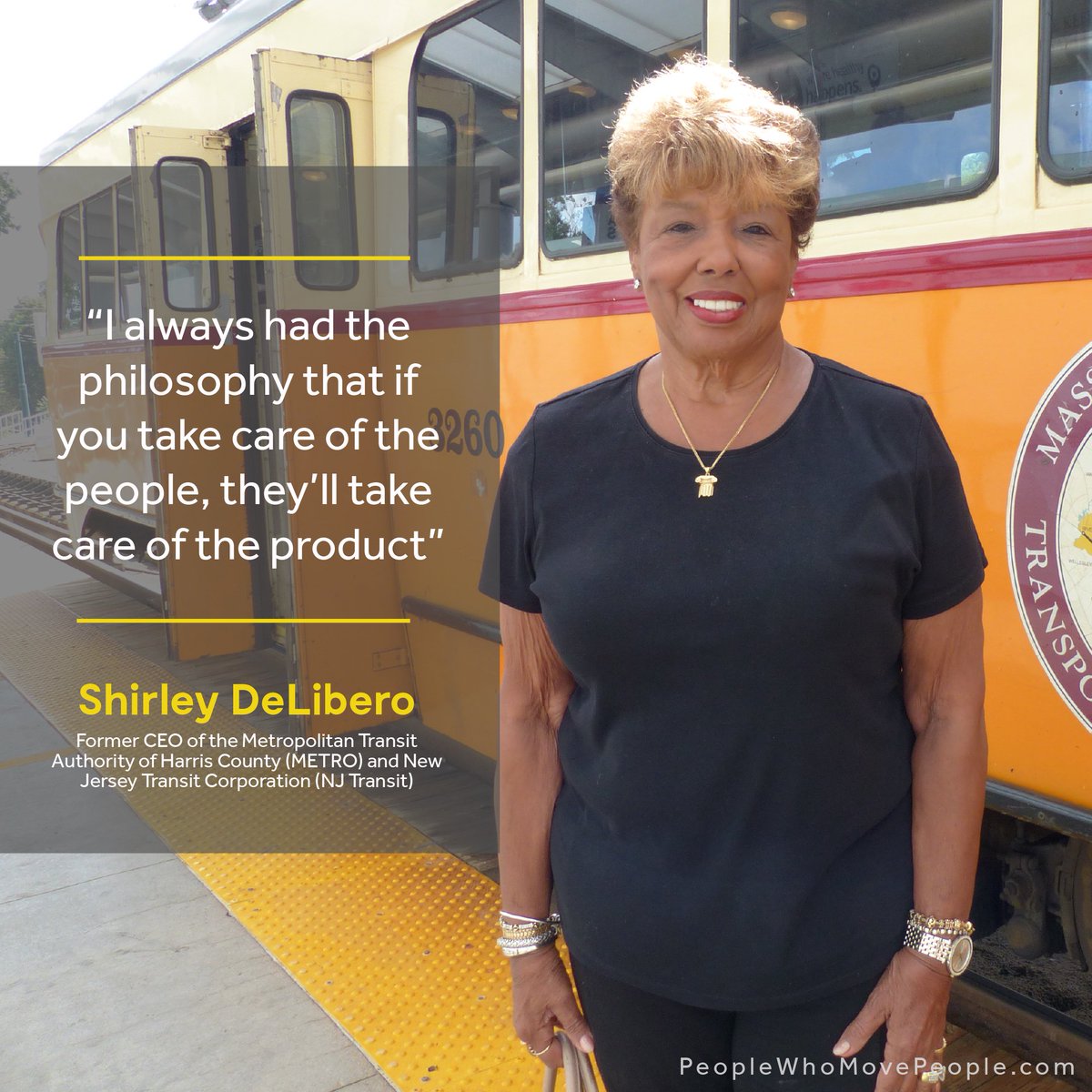 PeopleWMPeople's tweet photo. As far as #publictransportation circles are concerned, Shirley DeLibero is known as the Queen of Transit. Read her full story to find out why! #PeopleWhoMovePeople https://t.co/Y25DVBMAbr https://t.co/CCrkXFzFQD