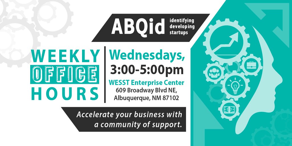 Need some insights on your business. Stop by the <a href="/goABQid/">ABQid Accelerator</a> this afternoon and every Wednesday at <a href="/GoWESST/">gowesst</a> from 3-5 PM. #startups #OfficeHours #abq