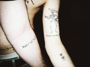 SadBoiAnime's tweet photo. Heartfelt thank you for 6 years of incredible moments, canβt think of a group of people Iβm prouder to share tattoos with than you lot. I am not ready to go. Expect new fucking bangers π€#damnedrestlessfuture https://t.co/feBWpJYHiE