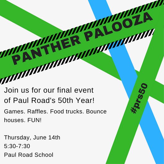 PaulRoadSchool's tweet photo. Mark your calendars! A week from tomorrow! The final event of the #prs50 year! https://t.co/Wp47bieMOx
