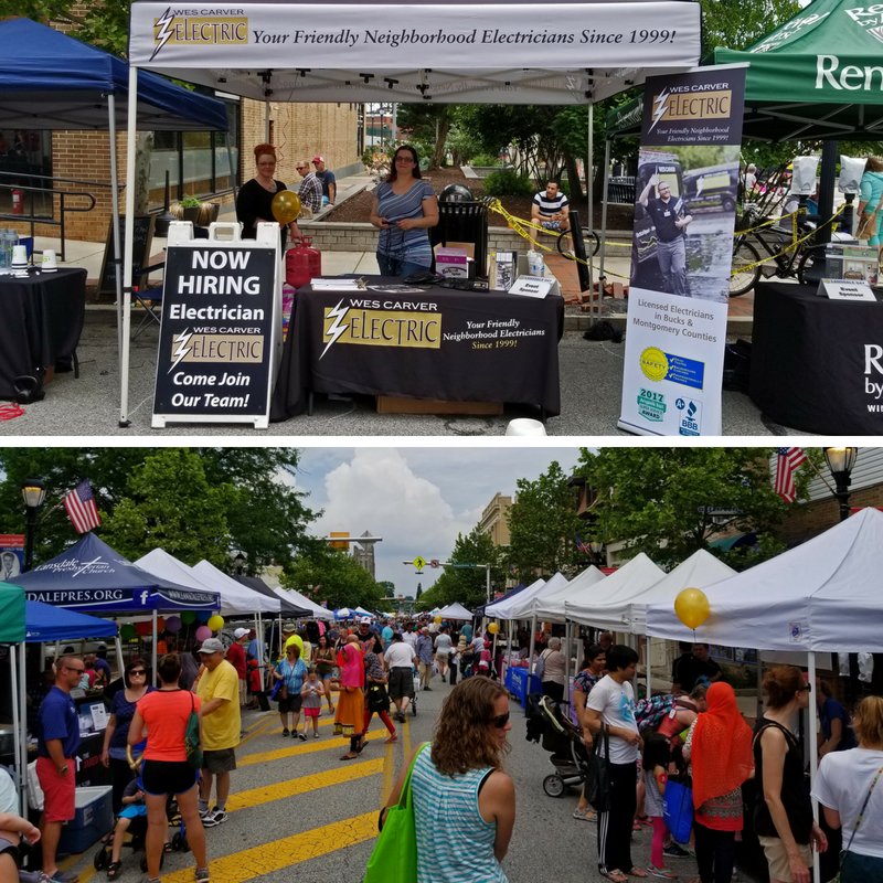 WesCarverElec's tweet photo. We had a blast last weekend blowing up balloons and seeing our customers at #LansdaleDay. Thanks to everyone that stopped by and said hello! #WesCarverElectric https://t.co/Cdxunti7XT