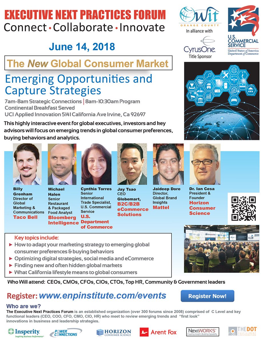 California exports billions of dollars in consumer products – food, nutritional supplements, skincare, apparel, household goods and more – that are sought-after by consumers around the world. Supporting <a href="/enpforums/">ENP Forum</a> and WIT-OC to focus on Global Consumers - June 14