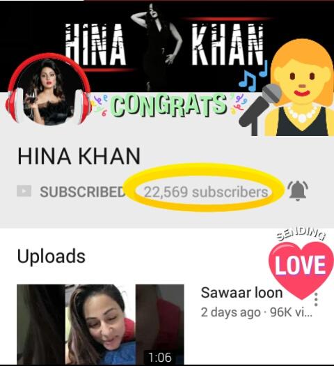 Manisha90294538's tweet photo. It's #6thDay of @eyehinakhan 's #OwnYouTubechannel got #22kSubscribers (22569)& #HinaKhan's singng fr #Sawarloon sng got #96kView only in 2days.#IkKudi sng incrsng to #153kView & #Raazi sng #34kView still on gainng it's viewrs.Ur singng is gettng #Popular day by day See HinaDi;-) https://t.co/511qF8crnK
