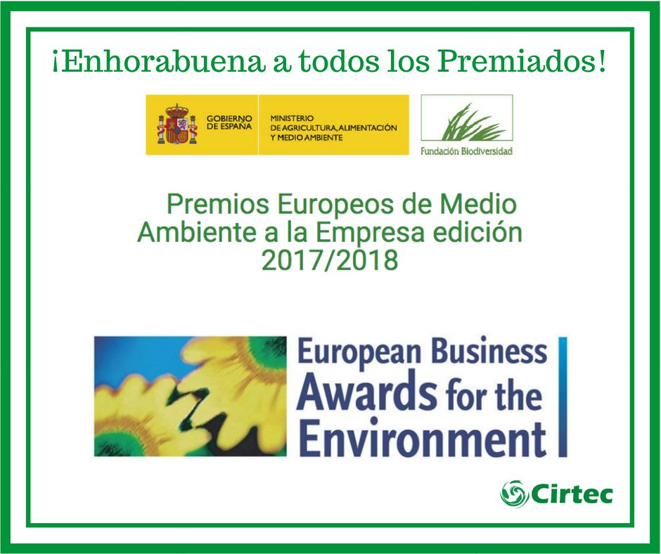 CirtecCT's tweet photo. Nuestra Enhorabuena a todos los Premiados junto a @cirtecct en los #PremiosMedioAmbiente: @iberdrola @AB_Laboratorios @Consum @PRS_2011 @cirtecct SUDS @RebatteryEco Ekolber @EKONEK1 @suezES @LafargeHolcimES @RedElectricaREE https://t.co/uRuwpWgEW2