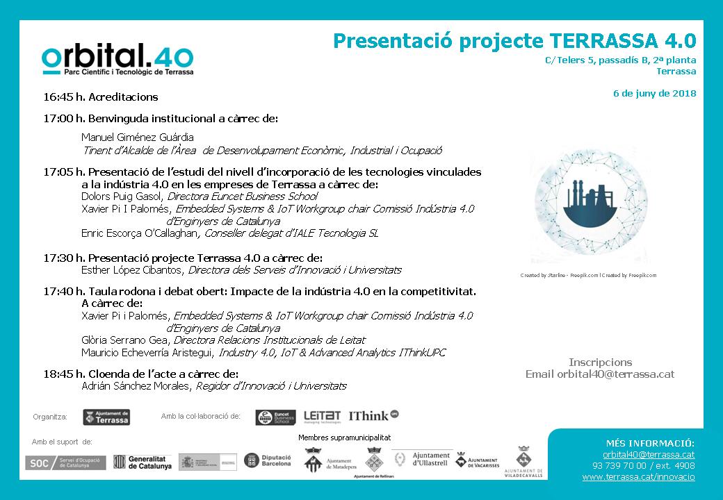 #TerrassaIndustria4_0 Tot preparat per començar la jornada de presentació del projecte Terrassa 4.0 que ha encetat <a href="/ajterrassa/">Ajuntament de Terrassa</a>  aquest 2018 #Industria4.0 #novestecnologies #robòtica #impressió3D #realitataugmentada #virtualització #IoT #ciberseguretat #CloudComputing #BigData