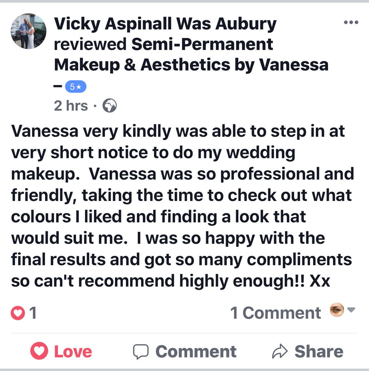 Vanessaspmu's tweet image. Lovely review from another happy customer 💕👰🏼💍🎩 
#wedding #makeup #Norwich @CityBridesNch @Aristopaws @DWoodcockPhoto @