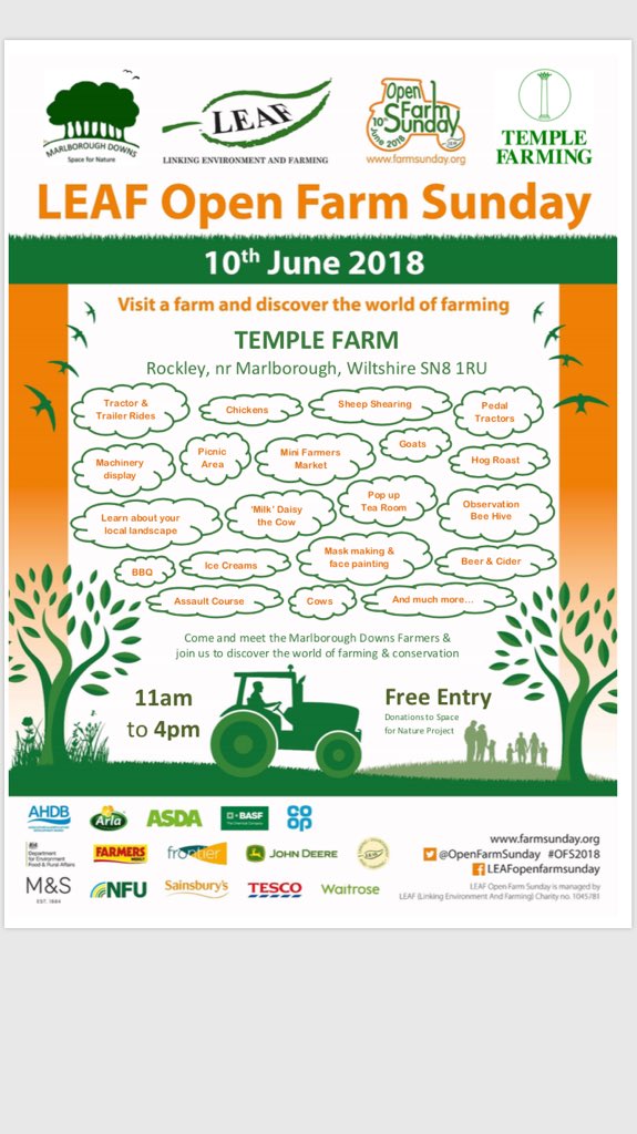 Just 4 days to go until the Marlborough Downs <a href="/SpaceForNature/">Marlborough Downs NEP</a> <a href="/OpenFarmSunday/">OpenFarmSunday</a> event at Temple Farm, Nr Marlborough SN8 1RU - come along to learn more about farming &amp; the environment <a href="/John_Jaques/">John Jaques</a>
