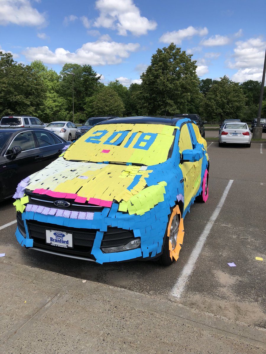 I’d actually like to thank <a href="/EHHS18/">EHHS Seniors</a> for the post it notes on my car. I’ve been driving a Ford of Branford “courtesy“ vehicle for 3 1/2 weeks and I actually like his look better. I’m keeping it. #pranksonyou