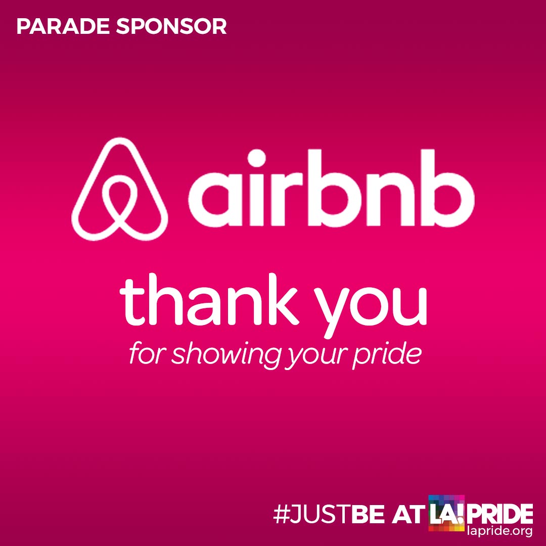 lapride's tweet photo. Cheers to our festive and colorful 2018 LA Pride Parade Sponsors – thank you for showing your Pride and for making this year's LA Pride Parade an amazing experience for all! Happy Pride! @Airbnb @BankofAmerica @BuzzFeed 

#JUSTBE #LAPride #Pride2018 https://t.co/fYgRpDJ95a
